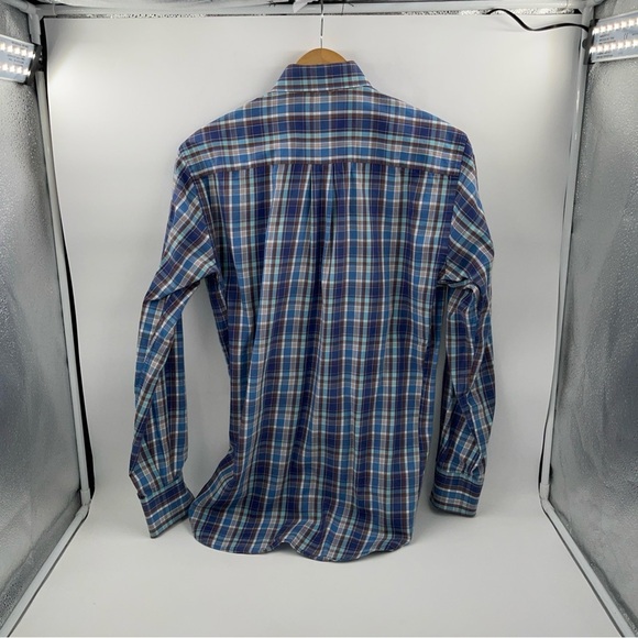 Peter Millar Blue and White Plaid Men's Shirt Small 100% Cotton - Picture 4 of 5
